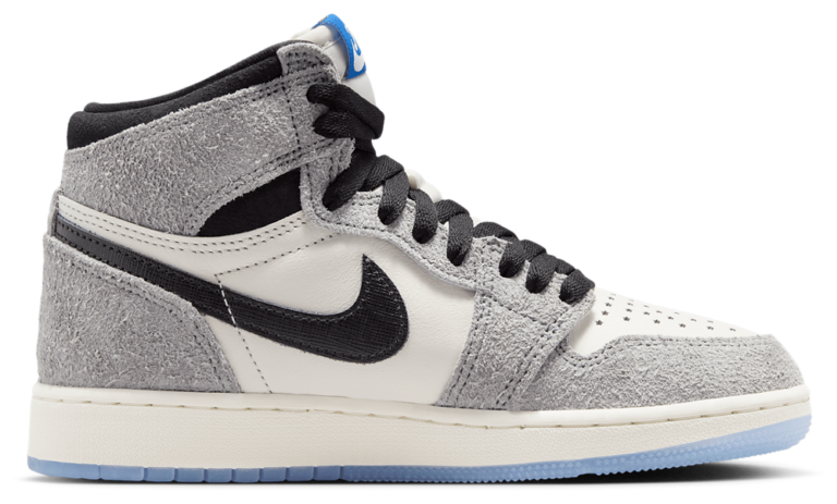 Jordan Retro 1 High OG - Boys' Grade School Cool Grey/Black/Game Royal product view