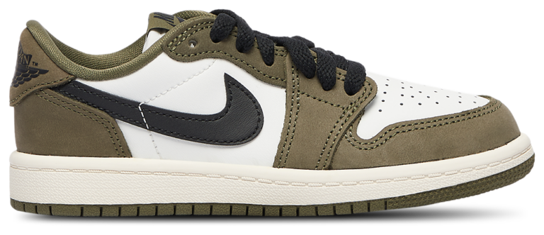 Jordan Retro 1 Low - Boys' Preschool Medium Olive/Black/Summit White product view