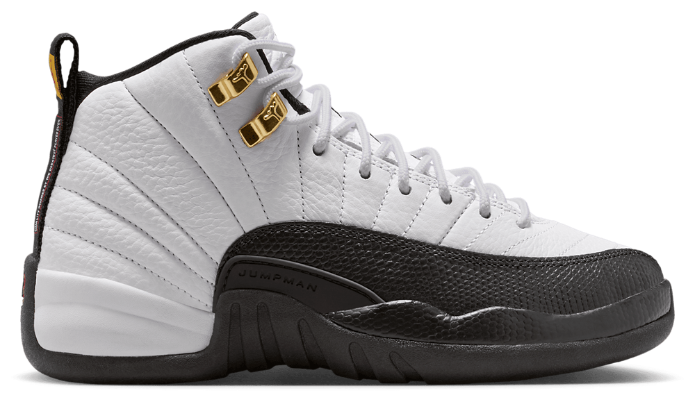 Jordan Retro 12 - Boys' Grade School White/Taxi/Black product view