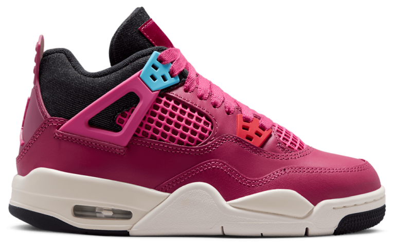 Jordan Retro 4 - Girls' Grade School Pink/Black/White product view