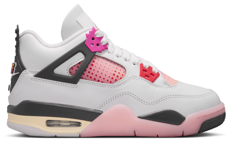 Jordan Retro 4 - Girls' Grade School Tan/Gray/Pink product view