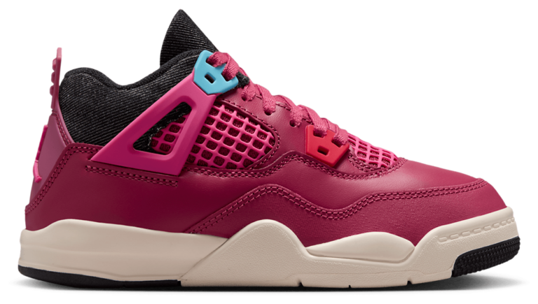 Jordan Retro 4 - Girls' Preschool Pink/Black/White product view