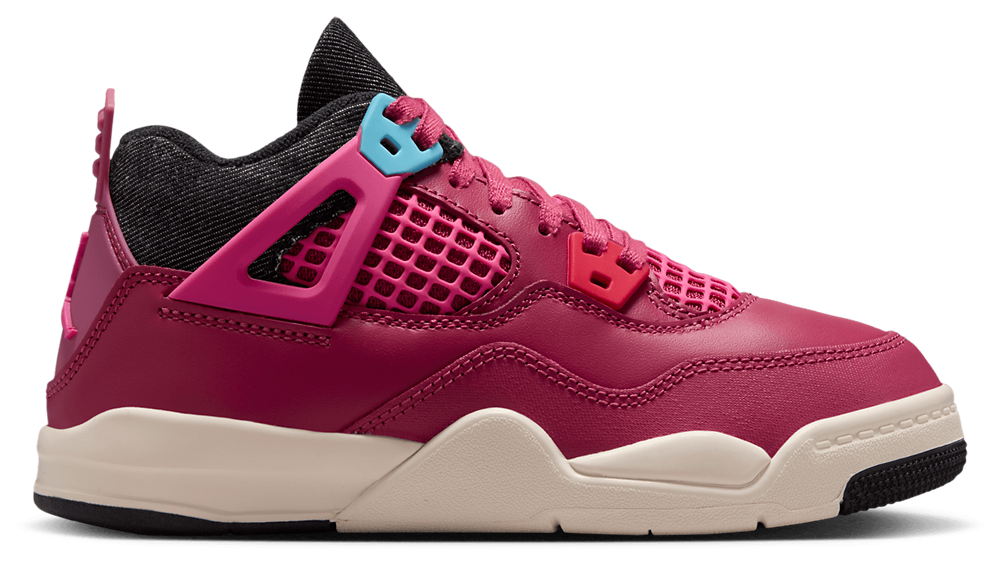 Jordan Retro 4 - Girls' Preschool Pink/Black/White product view