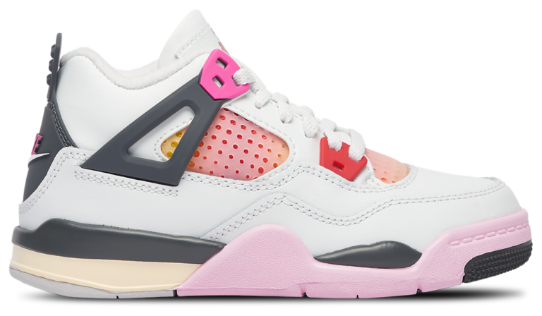 Jordan Retro 4 - Girls' Preschool Tan/Gray/Pink product view