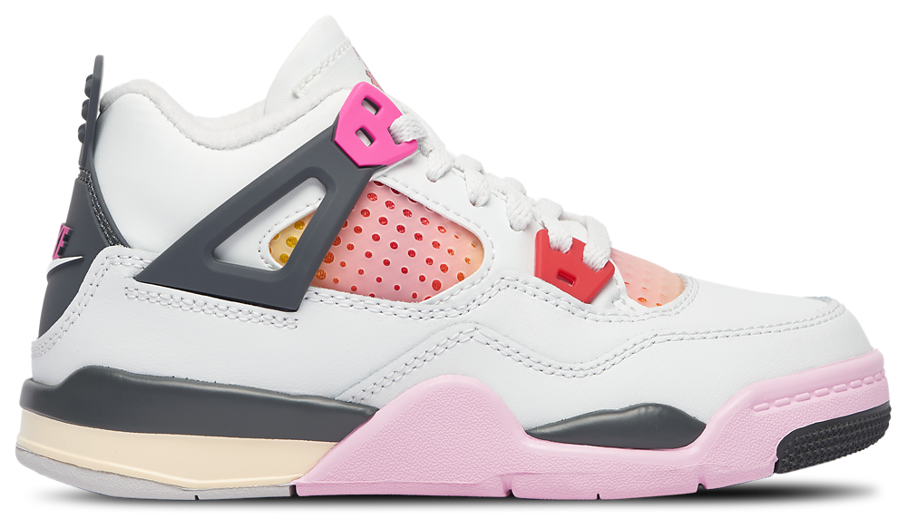 Jordan Retro 4 - Girls' Preschool Tan/Gray/Pink product view