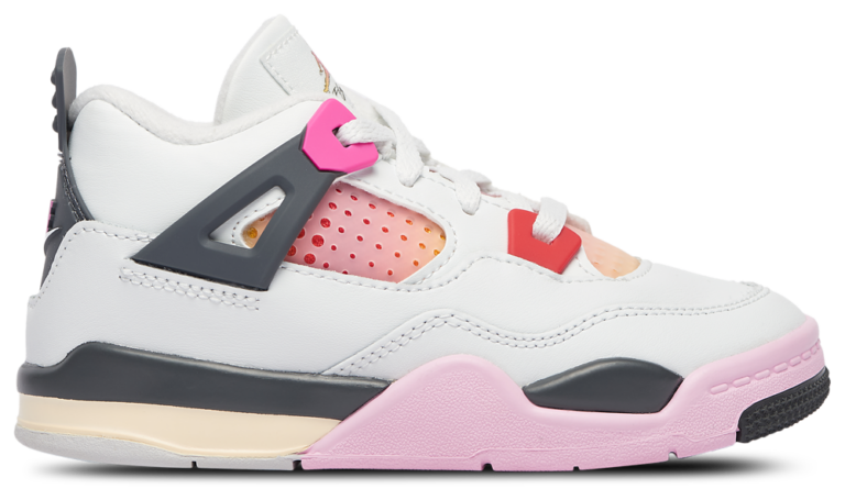 Jordan Retro 4 - Girls' Toddler Off White/Gray/Pink product view