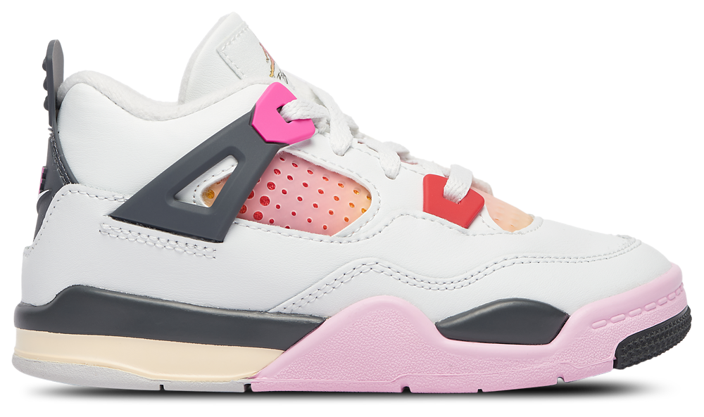 Jordan Retro 4 - Girls' Toddler Off White/Gray/Pink product view