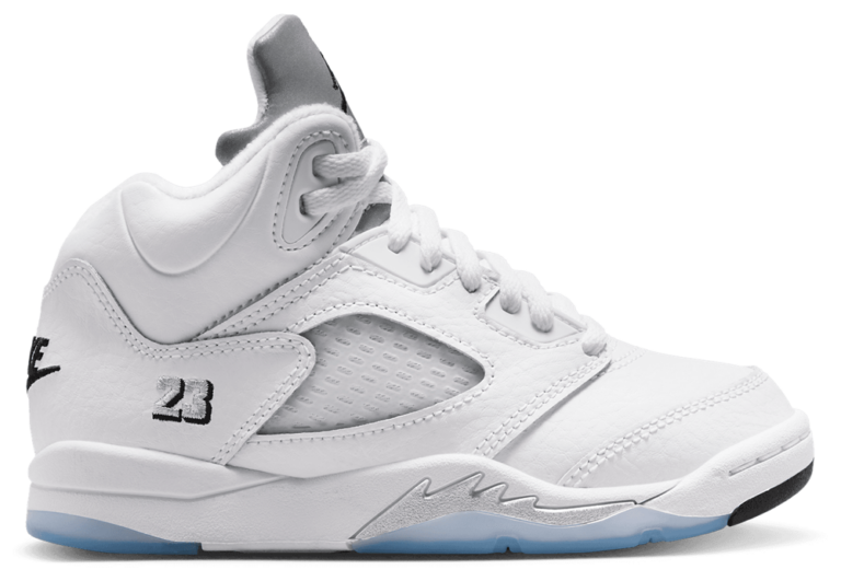 Jordan Retro 5 - Boys' Preschool White/Silver/Black product view