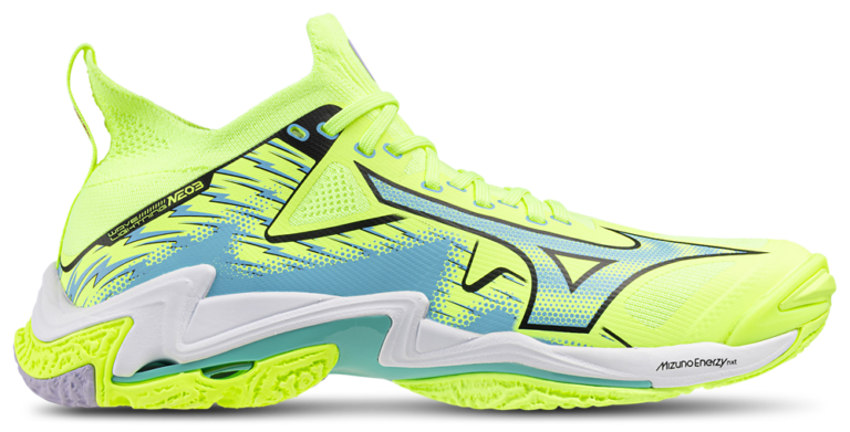Mizuno Wave Lightning NEO 3 - Men's Misty Blue/Neo Lime product view