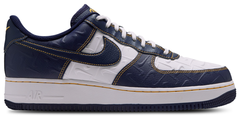 Nike Air Force 1 Low LE - Men's Summit White/Yellow Ochre/Midnight Navy product view
