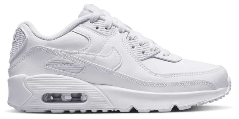 Nike Air Max 90 - Boys' Grade School White/White/Metallic Silver product view