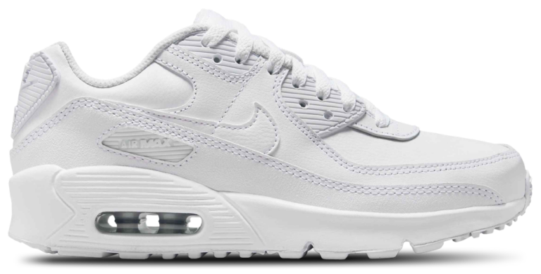 Nike Air Max 90 - Boys' Grade School White/White/Metallic Silver product view