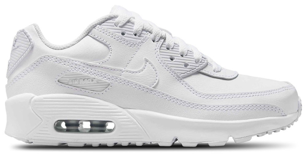 Nike Air Max 90 - Boys' Grade School White/White/Metallic Silver product view