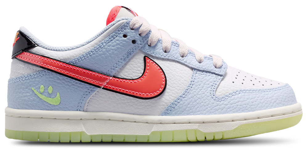 Nike Dunk Low - Boys' Grade School White/Hydrogen Blue/Flash Crimson product view