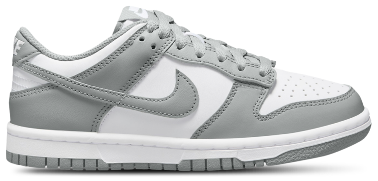 Nike Dunk Low - Boys' Grade School White/White/Light Smoke Grey product view