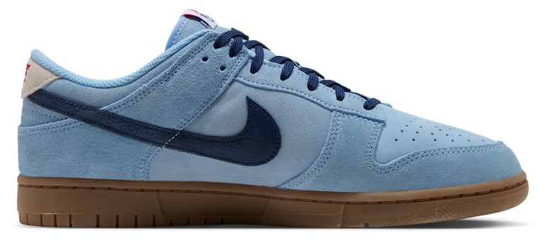 Nike Dunk Low Retro - Men's Summit White/Soft Blue/Midnight Navy product view