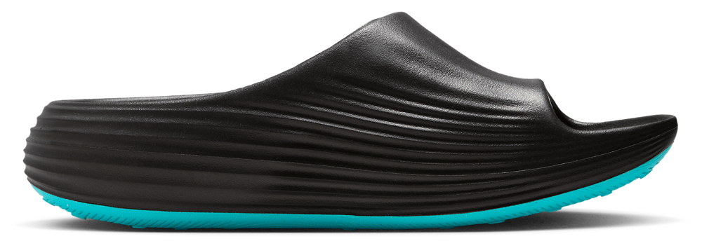 Nike Reactx Rejuven8 Slides - Men's Black/Gamma Blue/Metallic Silver product view