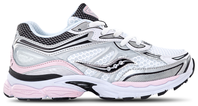 Saucony Omni 9 - Girls' Grade School Silver/Pink product view