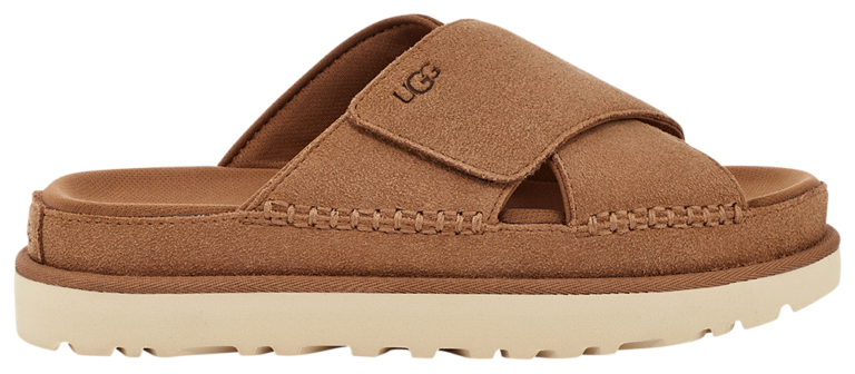 UGG Goldenstar Cross Slide - Women's Chestnut/Driftwood/Moss Green product view