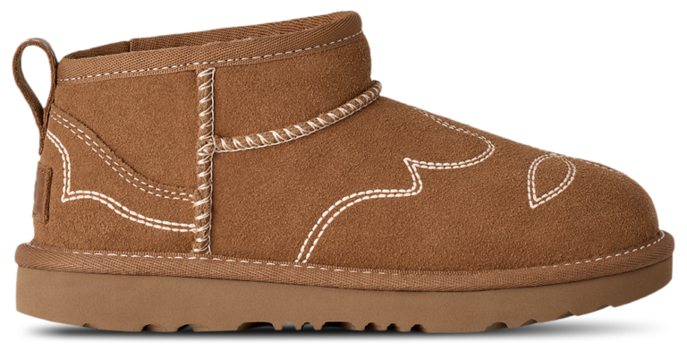 UGG Ultra Mini Western - Girls' Grade School Chestnut/White product view