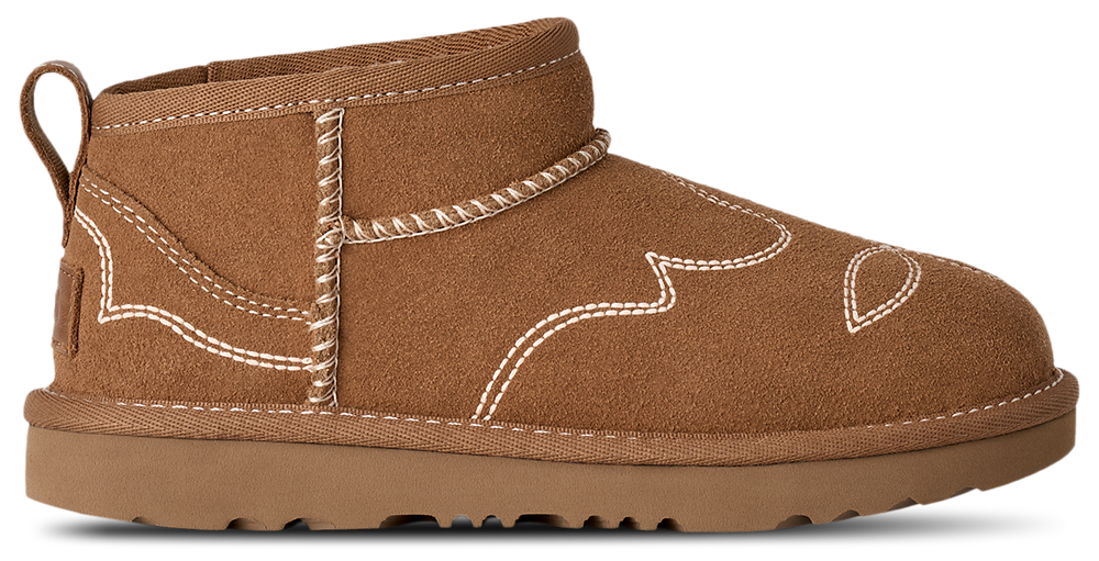 UGG Ultra Mini Western - Girls' Grade School Chestnut/White product view